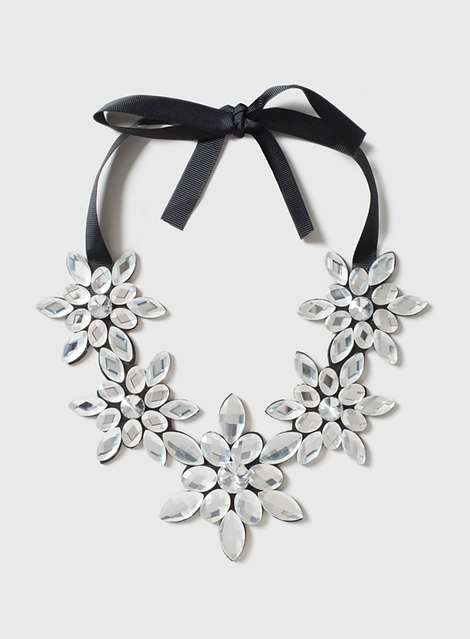 Silver Flower Collar Necklace